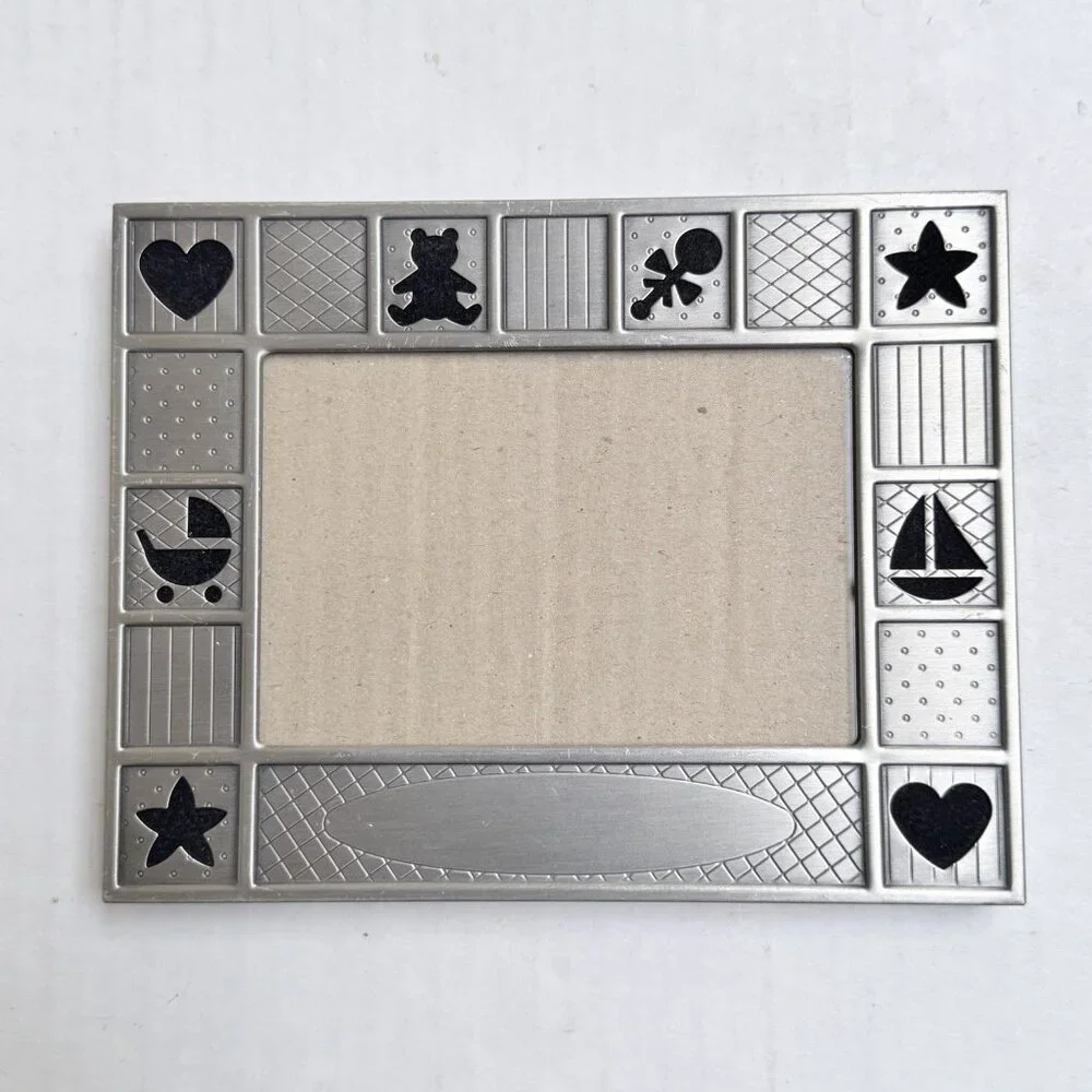 Metal Engravable Baby Frame Photo Standing Hearts Star Carriage Gift Decor